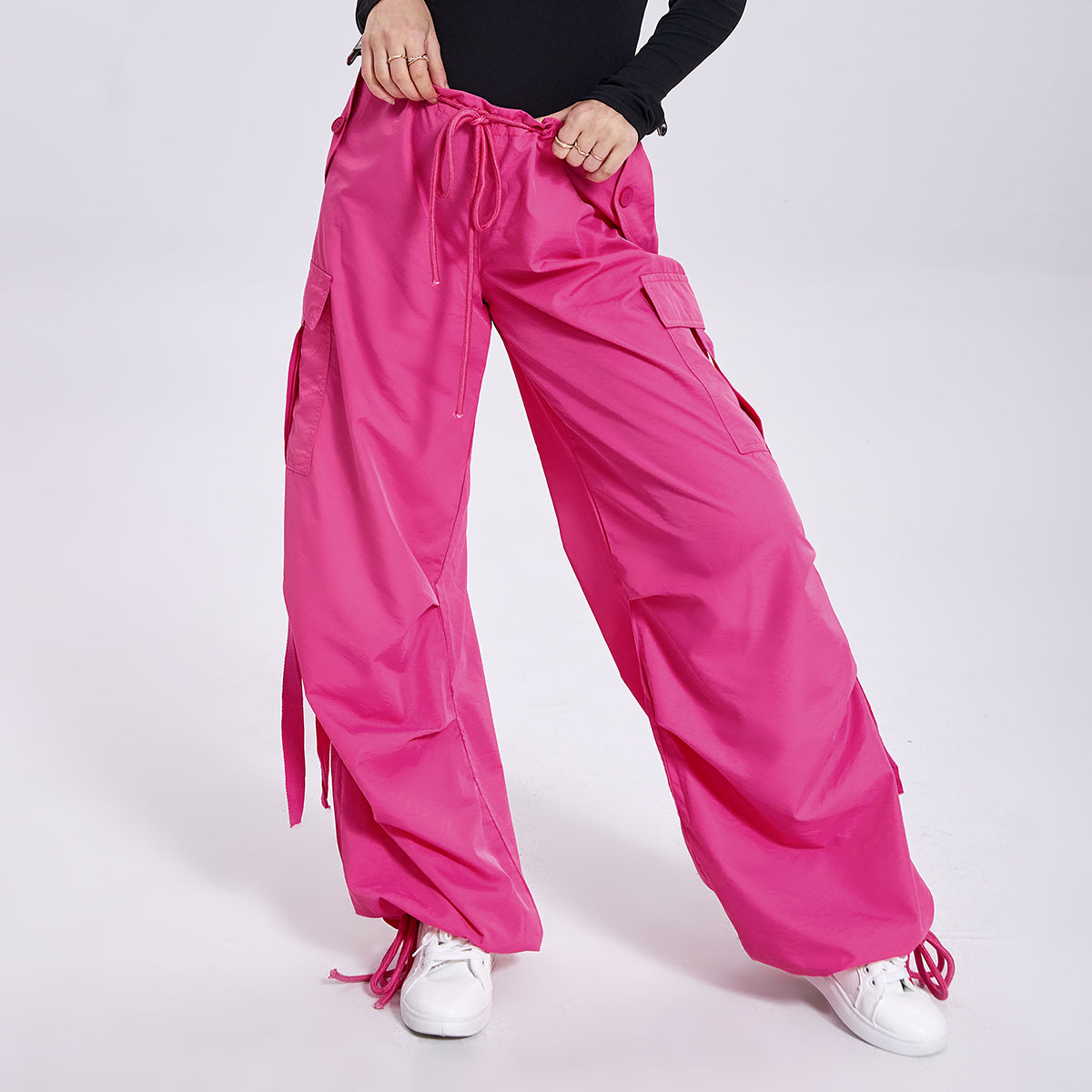 Pink Loose Drawstring Pants