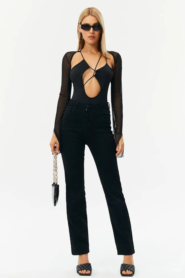 Hollow Out Long Sleeve Bodysuit