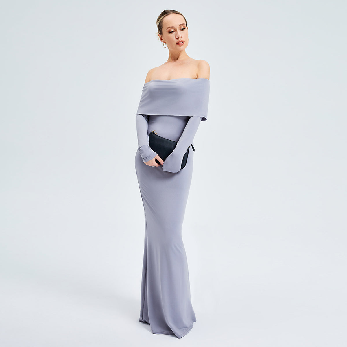 Elegant Off-shoulder Long-sleeved Dress