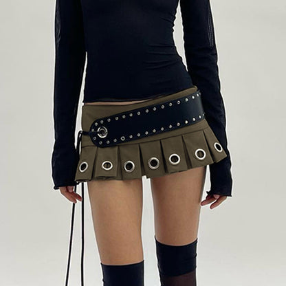 Metal Belt Street Mini Skirt
