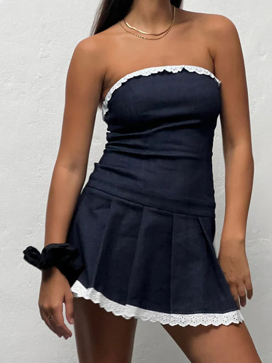 Slim Tube Pleated Mini Dress
