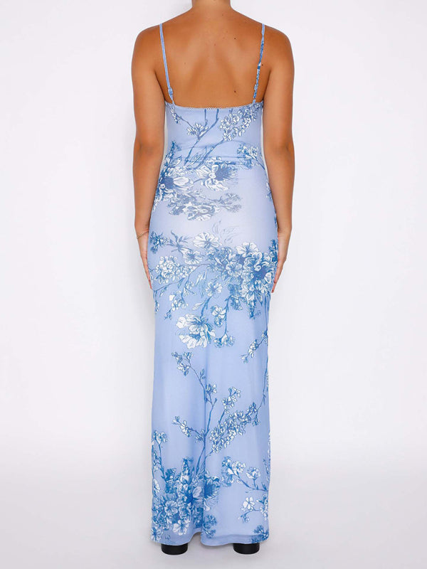 Floral Slim Strap Midi Dress