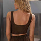 Square Neck Cropped Brown Tank